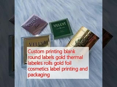 Pencetakan kustom label bulat kosong label termal emas menggulung pencetakan dan pengemasan label kosmetik foil emas
