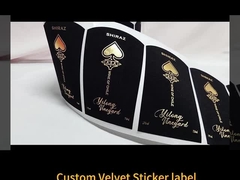 Percetakan yang dapat disesuaikan Percetakan foil emas Stamping Label anggur kertas beludru premium untuk botol anggur L