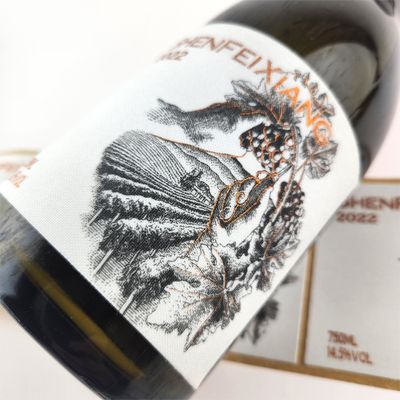 Beli Kain Sutra Stamping Panas Label Botol Anggur Pribadi Pencetakan UV Label Anggur Printable online manufacture