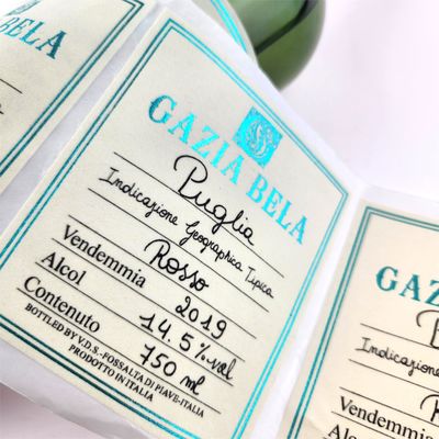 Custom Velvet Fabric Flocking Self Adhesive Label Percetakan Emas Mini Label Champagne