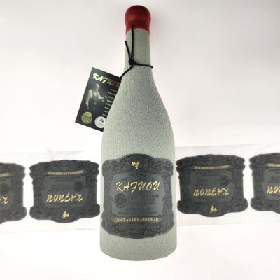 Label Kulit PU Custom yang Diukir Folium Emas OEM Tag buatan tangan Kulit Untuk Botol Anggur