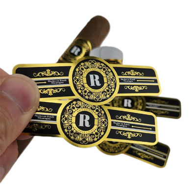 Pantone 3D Cigar Label Printing Spot UV Gold Foil Art Paper Embossed Custom Foil Sticker
