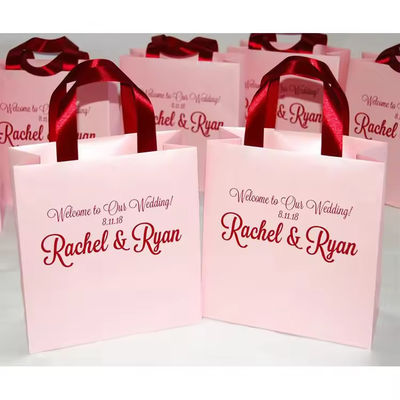 Pink Custom Holiday Gift Bags Efek 3D Kraft Tas Belanja Logo Khusus