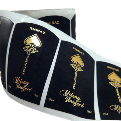Beli Custom Sticker Velvet Printing Tekstur raised spot UV Copper Gold Foil 3D Embossed Red Wine Sticker Label untuk botol online manufacture