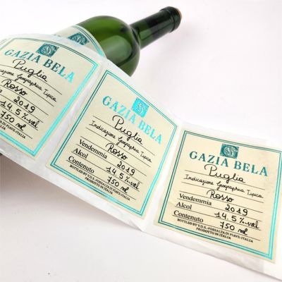 Label anggur khusus Tekstur premium Kertas botol anggur Kemasan Label UV Pencetakan Foil Stamping Label botol anggur