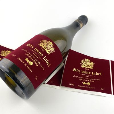 Logo Custom Botol Foil Sticker Metal Aluminium Embrassed Label Anggur Merah untuk botol