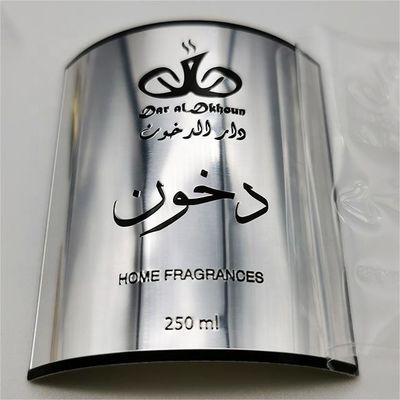 Metallic Luster Perfume Logo Sticker Metal Label Hot Design Metal 3D Label yang tergores