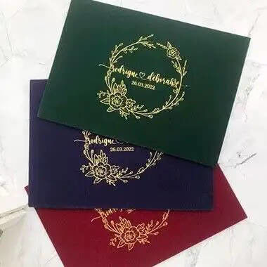 Amplop Velvet Merah Mewah Kertas Vintage dan Amplop Custom Wedding Amplop Dengan Kartu
