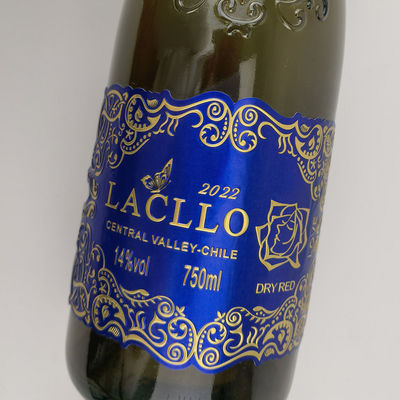 Low MOQ Gold Foil Wine Label Tekstur Kertas Wine Label Minuman Alkohol Kaca Metal Wine Sticker