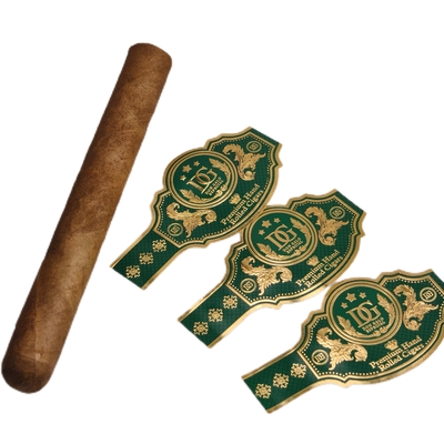 Beli Stiker Label Cincin Cerutu Kustom Kualitas Tinggi Tahan Air OEM Vinyl UV Dicetak Cincin Cerutu Merek Pribadi Stiker Label Cerutu online manufacture