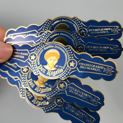 Beli Label Cerutu OEM Berkualitas Tinggi dengan Stiker Perekat Logo Pribadi UV 3D Embossed Printing Foil Emas dengan Label Cerutu Cetak Vinyl untuk Pesta & Pernikahan & Natal online manufacture