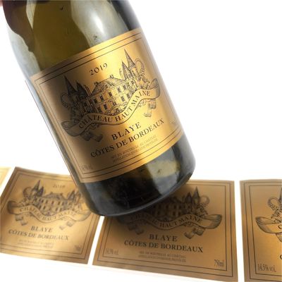 Harga yang bagus Gold Foil Waterproof Gold Label Whiskey Self Adhesive Gold Beer Label Sticker on line