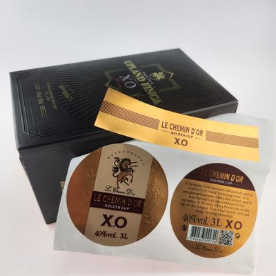 Harga yang bagus Custom 3D Embossed Brandy Whiskey Label - Label botol anggur foil emas OEM on line
