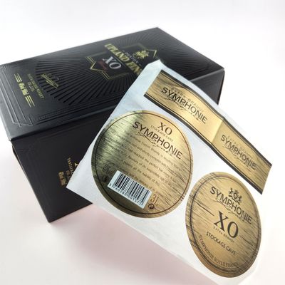 Harga yang bagus CMYK Biodegradable Aluminium Foil Label Whiskey Embossing Brandy Label Anggur on line