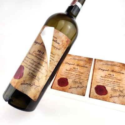 Harga yang bagus Label Botol Anggur Merah Custom Waterproof Adhesive Logo Pribadi Merek Produk Kemasan Label Pencetakan on line