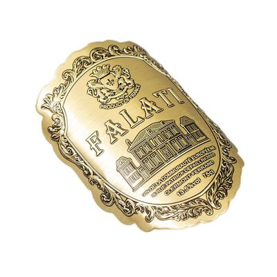 Harga yang bagus Waterproof Eco-friendly 3D Metal Relief Mewah Metal Wine Label Diproduksi oleh jalur produksi otomatis penuh on line