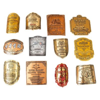 Harga yang bagus Gold Embossed Printed Soft Aluminium Metal Label Paper Sticker Disesuaikan untuk botol anggur on line