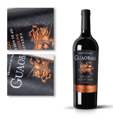 Harga yang bagus High-grade Embossed Curved Eco-Friendly Aluminium Metal Wine Label Sticker Untuk Botol Anggur on line