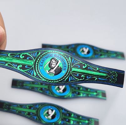 Harga yang bagus Premium Custom OEM Waterproof Vinyl Cigar Printed Ring dengan Spot UV dan Embossed Printing Berkualitas Tinggi Personal Branding Waterproof Cigar Label Sticker on line