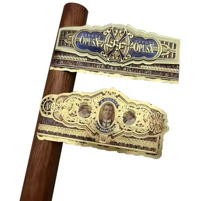 Harga yang bagus ISO9001 Certified Waterproof Eco-friendly Cigar Label Adhesive Sticker with Gold Foil 3D Embossed Customized Shape on line